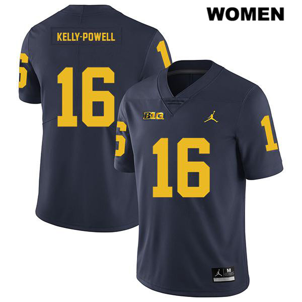 Women's NCAA Michigan Wolverines Jaylen Kelly-Powell #16 Navy Jordan Brand Authentic Stitched Legend Football College Jersey VE25D60ZM
